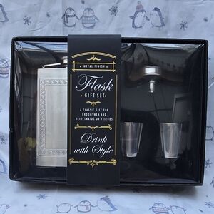 Classic Silver Flask Gift Set